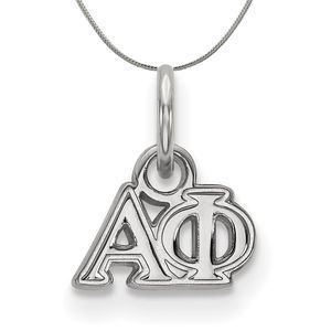 Sterling Silver Alpha Phi XS (Tiny) Greek Pendant Necklace - 16 Inch